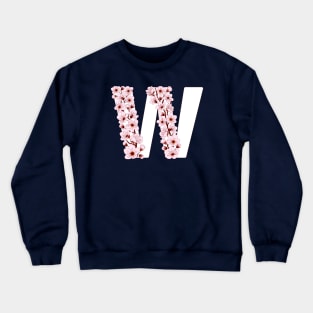 Colorful capital letter W patterned with sakura twig Crewneck Sweatshirt